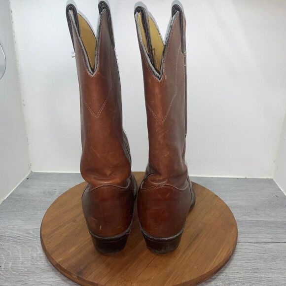 Justin 1108 Brown Men’s 9 D Leather Western Cowboy Boots Made In USA Comfort - Picture 5 of 13
